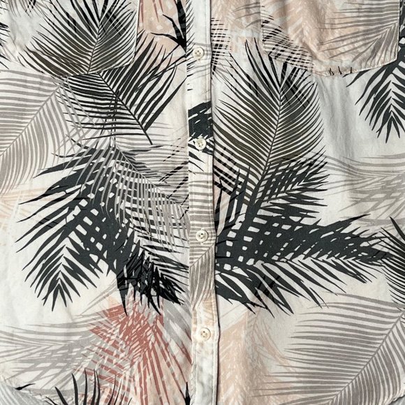 Cloth & Stone Shirt Womens XS Button Front Rolled Short Sleeve Tropical Palm - Picture 2 of 12